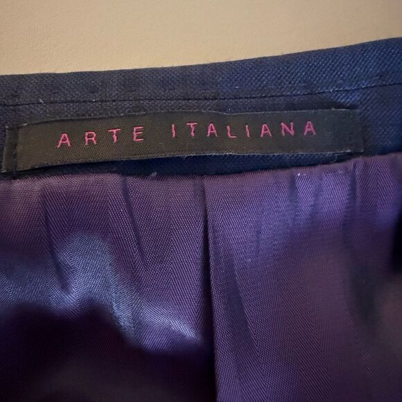 Princeton Model X Boys Navy/Black Plaid Wool Blazer Purple Lining. Size 18. - Picture 6 of 9